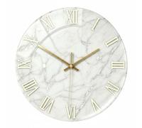 Wmqbjta Placa Decorativa Reloj de Pared Silencioso Reloj de Visual Acabado en Mármol Instalación Sencilla Estilo Moderno Adecuado para Áreas Tranquilas Sala Oficina Decoración, 30CM, Glass Five