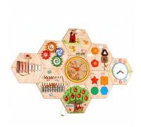 Wmqbjta Tablero de Aprendizaje Infantil de Madera con Elementos Interactivos como Engranajes Piezas Deslizantes y Rompecabezas Adecuado para Desarrollo de, Juego De Pared Hexagonal 4.5kg