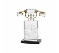 Wmqbjta Teléfono Vintage Decorativo Escultura Adorno Ornamental Figura de Teléfono para Mesa con Combinación de Cristal y Metal, Teléfono De Cristal Retro Americano con Dial Giratorio