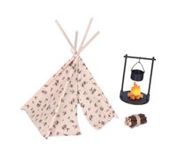 Wmqbjta Tienda de Campaña en Miniatura a Escala 1:12 con Estufas Colgantes, Diorama, Accesorio Educativo para Juegos de rol, Leña para, Tienda Rosa