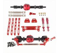 Wmqbjta Vehículo Modelo Kit Ejes Delantero y Trasero Conjunto Eje con Suspensión Transmisión Dirección Aleación Aluminio para RC 1/12 MN82 LC79 MN78 Adecuado, Negro, Rojo