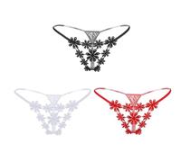 WMUVAZA G-String - Cadena para mujer, 3 piezas, encaje sexy, chic, talla grande, bragas tanga elásticas, cintura baja