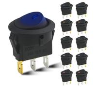 WMYCONGCONG 10 interruptores LED redondos de 12 V CC 20 A para coche, camión, control de encendido y apagado, azul, verde, amarillo, rojo y blanco (10)