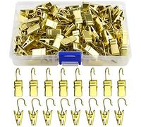 WMYCONGCONG 100 clips de cortina con ganchos, gancho pequeño y resistente, para colgar luces de fiesta, soporte de alambre para cortinas, fotos, ducha, decoración de arte y manualidades (dorado)