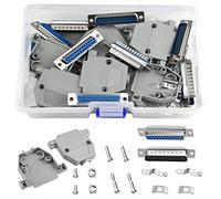 WMYCONGCONG 20 conectores de soldadura DB25 de 25 pines macho/hembra D-Sub tipo conector con cubierta de plástico carcasa