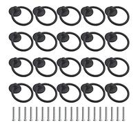WMYCONGCONG 20 tiradores y pomos de metal con anillo redondo de 1.71 pulgadas, manijas de gabinete de un solo agujero, accesorios de mango negro mate para cajones de aparadores, armarios