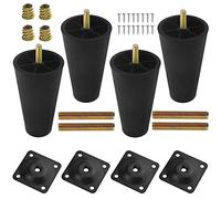 WMYCONGCONG 4 patas de sofá de repuesto para muebles, patas de plástico cónicas de 5 pulgadas con placas de montaje, tornillos de rosca M8, patas modernas negras para armarios, sofás de dos plazas,