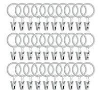 WMYCONGCONG 40 anillos de cortina de metal con clips, ganchos para cortinas, ojales de 1 pulgada de diámetro interior decorativos, vintage, a prueba de óxido, etc., blanco