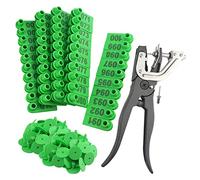 WMYCONGCONG - Etiquetas para numerar el ganado y alicates de metal para su aplicación, numeradas del 1 al 100, plástico, color verde