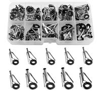 WMYCONGCONG Juego de 80 guías de caña de Pescar, Kit de reparación de Puntas de caña de Pescar, 10 tamaños pequeños (Plateado)