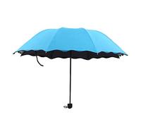 WMYDNXXT Paraguas Marca Paraguas de Flores Paraguas de Mujer Plegable Parasol de Mujer Portátil Lluvia Fuerte Paraguas Solar Transparente for Mujer(Blue)