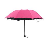 WMYDNXXT Paraguas Marca Paraguas de Flores Paraguas de Mujer Plegable Parasol de Mujer Portátil Lluvia Fuerte Paraguas Solar Transparente for Mujer(Rose Red)