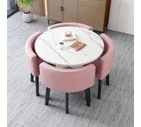 WMYYZYQ Juego de mesa de comedor redonda para 4 personas - Elegante juego de mesa de café y silla de 31.5 pulgadas para oficina, sala de recepción, club y conferencia, elegante comedor y reunión Sol