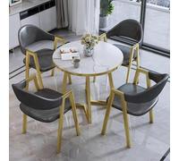 WMYYZYQ Juego de mesa y silla para oficina, recepción, club, mesa de comedor para 4 personas, mesa de conferencias redonda simple, ahorra espacio, gris oscuro, 90 cm