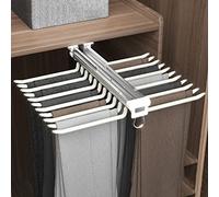 WMYYZYQ Perchero extraíble para pantalones, barra deslizante, 22 brazos de acero de doble fila para pantalones, toallero, organizador de bufandas extensible con colgador flocado antideslizante, color
