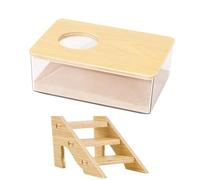 Wmzjnljy 1 caja de baño de arena para hámster, contenedor de arena para hámster con escalera, suministros para mascotas, para inodoro de animales pequeños, tina de hámster, caja de excavación y arena