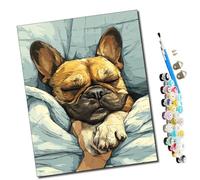 WMZPOY Paint by Numbers Adults Bulldog francés durmiendo DIY Paint by Numbers Paints for Paint by Numbers Canvas Painting Pictures Decoration(16" x 20") frameless