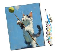 WMZPOY Paint by Numbers Adults Gato jugando con una pelota DIY Paint by Numbers Paints for Paint by Numbers Canvas Painting Pictures Decoration(16" x 20") frameless