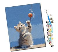 WMZPOY Paint by Numbers Adults Gato y pelota DIY Paint by Numbers Paints for Paint by Numbers Canvas Painting Pictures Decoration(16" x 20") frameless