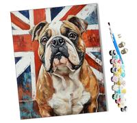 WMZPOY Paint by Numbers Bulldog francés y Union Jack DIY Paint by Numbers Paints to Paint by Numbers Kit with Brushes and Acrylic Paints 40x50cm