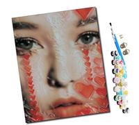 WMZPOY pintar por numeros adultos Amor con lágrimas en mi corazón DIY pintar por números,pinturas para niños,paint by numbers lienzos para pintar cuadros decoracion(16" x 20")