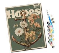 WMZPOY pintar por numeros adultos Ancla de Esperanza y Flores DIY pintar por números,pinturas para niños,paint by numbers lienzos para pintar cuadros decoracion(16" x 20")