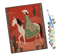 WMZPOY pintar por numeros adultos Chica montando a caballo vestida de verde DIY pintar por números,pinturas para niños,paint by numbers lienzos para pintar cuadros decoracion(16" x 20")