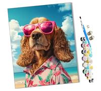 WMZPOY Pintar por números adultos Cocker Spaniel con gafas de sol DIY pintar por números, pinturas para niños, paint by numbers lienzos para pintar cuadros decoración (16" x 20")