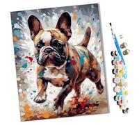 WMZPOY pintar por numeros adultos Cuadro de bulldog francés corriendo (3) DIY pintar por números,pinturas para niños,paint by numbers lienzos para pintar cuadros decoracion(16" x 20")
