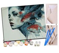 WMZPOY pintar por numeros adultos La tragedia del beso del pez DIY pintar por números,pinturas para niños,paint by numbers lienzos para pintar cuadros decoracion(16" x 20")
