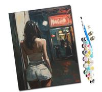 WMZPOY pintar por numeros adultos Una mirada bajo el cielo nocturno DIY pintar por números,pinturas para niños,paint by numbers lienzos para pintar cuadros decoracion(16" x 20")