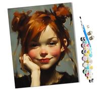 WMZPOY Pintar por numeros para Adultos La chica pelirroja sonríe Pintura por números Adultos y para niños-Lienzo pre Dibujado con numeros para Pintar con Pinceles 40x50cm