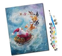 WMZPOY Pintar por numeros para Adultos Pato Papá Noel volando Pintura por números Adultos y para niños-Lienzo pre Dibujado con numeros para Pintar con Pinceles 40x50cm