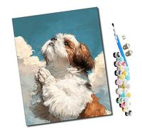 WMZPOY Pintar por numeros para Adultos Un cachorro mirando al cielo. Pintura por números Adultos y para niños-Lienzo pre Dibujado con numeros para Pintar con Pinceles 40x50cm