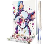 WMZPOY Pintar por numeros Pintura al óleo de Bricolaje Lienzo niños y Principiante Paint Pintura decoración del hogar Arte Regalo 40x50 cm (sin marco) Colorido Bulldog Francés 14