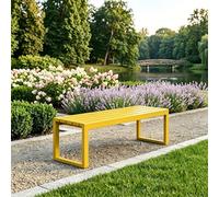 Wnanch Banco de Jardín Metal Antióxido Banco de Exterior sin Respaldo Impermeable de Acero Galvanizado Asiento para Colegios Parques y Espacios Públicos 100/120/145/180cm Duradero