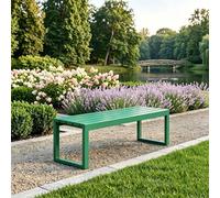 Wnanch Banco de Jardín Metal Antióxido Banco de Exterior sin Respaldo Impermeable de Acero Galvanizado Asiento para Colegios Parques y Espacios Públicos 100/120/145/180cm Duradero