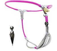WNBXZ Cinturon Castidad Mujer con Tapón Vaginal Extraíble Cinturón De Castidad Sex Toyset para Mujeres Construcción De Acero Inoxidable Dispositivo De Esclavitud Bragas Sexy,Rosado,90cm/100cm