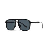 WNCKSQ Gafas de sol estilo urbano estilo retro cuadrado con doble puente (negras)