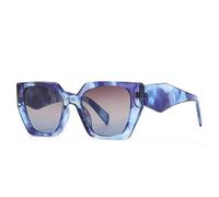WNCKSQ Gafas de sol retro poligonales de ojo de gato, coloridas, a la moda para mujer, con degradado transparente, UV400, para hombre, color azul té azul, 1