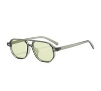 WNCKSQ Gafas de sol vintage con doble puente y diseño cuadrado poligonal para hombre y mujer, con lentes transparentes tipo océano y remaches, UV400, color verde, 1