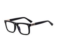 WNCKSQ Montura de gafas cuadradas para hombre, lentes transparentes, acetato, negro, transparente, negro con transparente, 1