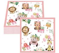 Wnddle 40 piezas Servilletas Cumpleaños, Servilletas de papel para fiesta de cumpleaños de niños, Animales de la Selva Salvaje Decoración, Servilletas de Papel, para Niños para Decoración de Fiesta.