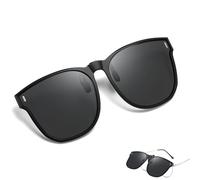 Wnddle Clip Gafas de Sol polarizadas Lentes, de Gafas de Sol de Clip en Flip Up Lente Polarizadas Hombres Mujeres, UV400, para Fiestas, Conducir, ir de Compras, Montar en Bicicleta, Viajar (Negro)