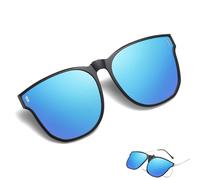 Wnddle Clip Gafas de Sol polarizadas Lentes, de Gafas de Sol de Clip en Flip Up Lente Polarizadas Hombres Mujeres, UV400, para Fiestas, Conducir, ir de Compras, Montar en Bicicleta, Viajar (Azul)