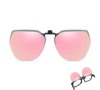 Wnddle Clip Gafas de Sol polarizadas Lentes, de Gafas de Sol de Clip en Flip Up Lente Polarizadas Hombres Mujeres, UV400, para la Miopía al Aire Libre/Conducción/Pescar (Rosa)