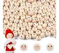 Wnddle Cuentas de Madera con Cara Sonriente, 60 Piezas Cuentas de Madera Sonrientes, 20 mm cabeza sonriente, Cuentas de Madera Redondas, Cuentas de Madera de 5 Estilos, para Hacer Pulseras, Collares