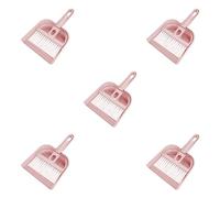 WNDUOKXH 5 Set di Juego de recogedor de escoba, cepillo de limpieza de silla de cama de mano, cepillo de limpieza Manual reutilizable para sala de estar automotriz, Mini sartén de mano rosa