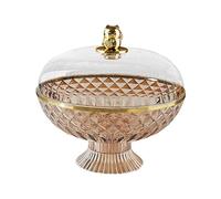 WNDUOKXH Frutero de Base, ya Sea en casa o en reuniones, impresiona a Tus Invitados con un Soporte Decorativo para Verduras Funcional y Elegante, de Frutas con Tapa, Ámbar, 21 x 25.8 cm