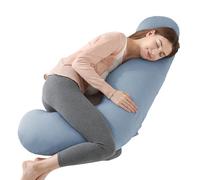 Wndy's Dream Almohada de apoyo en forma de L, almohada corporal para embarazo con relleno de algodón de primera calidad para recuperación deportiva, alivio del dolor de espalda, cuello y piernas, con